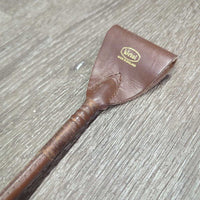Leather Wrapped Riding Crop, braided cap end *vgc, dirty, loose cap end
