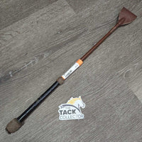 Leather Wrapped Riding Crop, braided cap end *vgc, dirty, loose cap end
