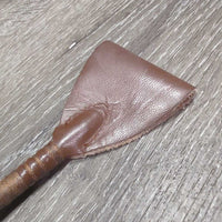 Leather Wrapped Riding Crop, braided cap end *vgc, dirty, loose cap end
