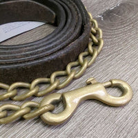 67" Soft Leather Lead Shank, 36" Brass Chain *gc, rubs, scrapes, creases, faded
