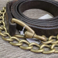 67" Soft Leather Lead Shank, 36" Brass Chain *gc, rubs, scrapes, creases, faded
