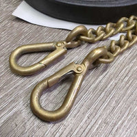 Soft & .5" v.Fine Show Ring Leather Lead Shank, 2x 4" Brass Chains, Loop Handle *vgc, clean, mnr oxidized
