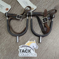 Rubber Edge Straight Spurs, Roller Buckle Leather Spur Straps *gc, clean, widened, scrapes, rubs, torn/stretched holes
