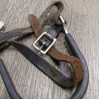 Rubber Edge Straight Spurs, Roller Buckle Leather Spur Straps *gc, clean, widened, scrapes, rubs, torn/stretched holes
