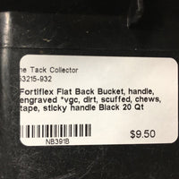 Flat Back Bucket, handle, engraved *vgc, dirt, scuffed, chews, tape, sticky handle