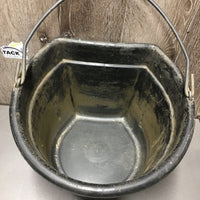 Flat Back Bucket, handle *gc/fair, stained, residue, dirt, scuffed, chewed