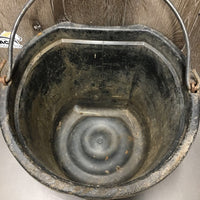 Flat Back Bucket, handle *fair, stained, residue, dirty, scuffed, chewed, tape
