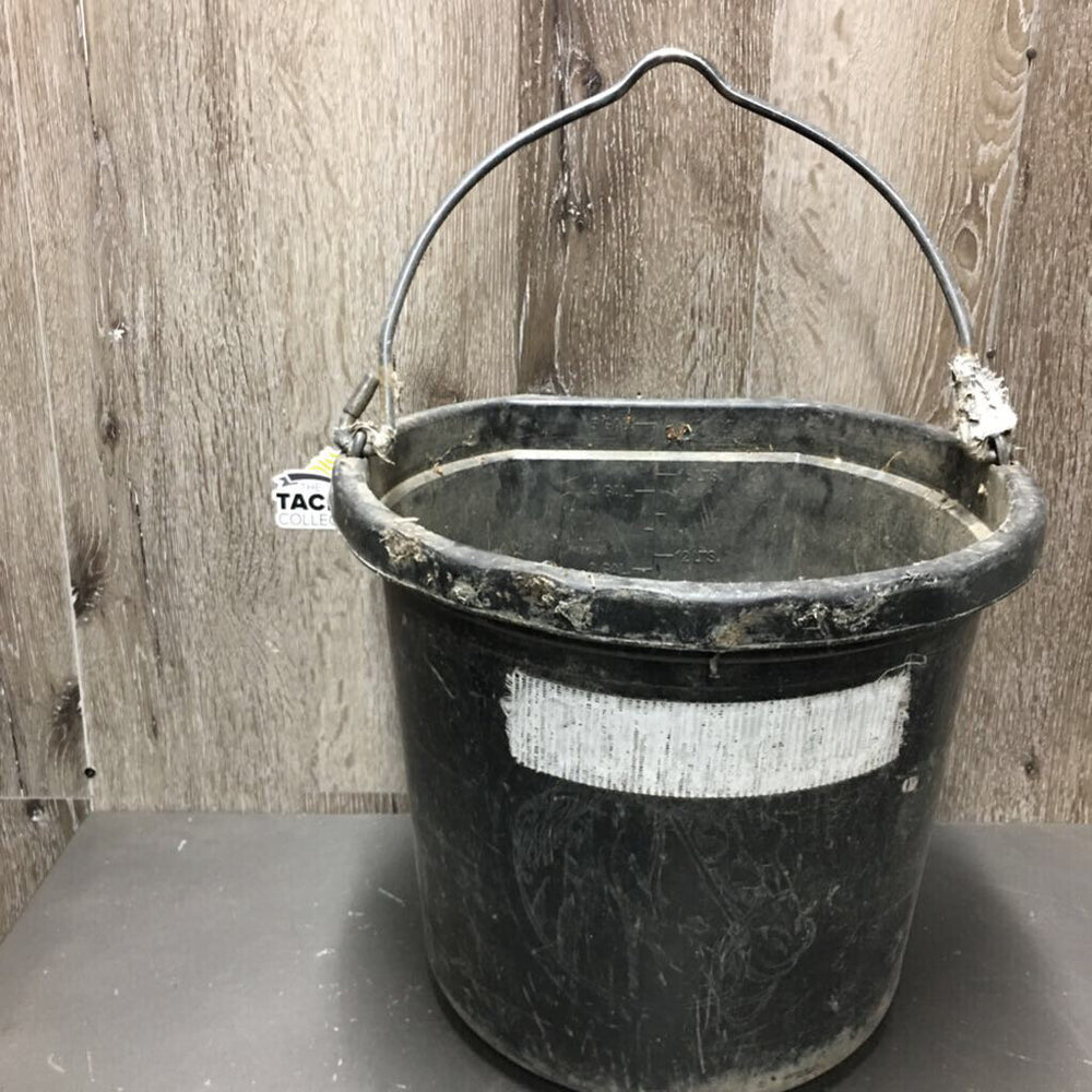 Flat Back Bucket, handle *fair, stained, residue, dirty, scuffed, chewed, tape, sticky handle