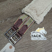 Nylon Web Fleece Girth, 2x els *fair, v.thin & holey edges, clean, clumpy, mnr hair, elastic: stretched, broken & frayed edges

