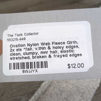 Nylon Web Fleece Girth, 2x els *fair, v.thin & holey edges, clean, clumpy, mnr hair, elastic: stretched, broken & frayed edges
