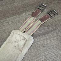 Nylon Web Fleece Girth, 2x els *fair, thin & holey edges, clean, clumpy, mnr hair, older, elastic: stretched, frayed edges
