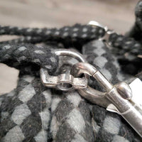 Cotton Lungeing Aid, 2 Double Ended Snaps *gc/fair, dirt, hair, pills, threads, frays, snags, replaced snaps, zip tie repair