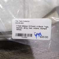 7 Felt Shims: 3 Front, 4 Back *vgc, marker, dirty, hair, stains, clumps
