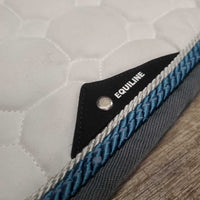 Quilt Jumper Saddle Pad, 2x piping *vgc, clean, pilly, mnr hair, stains, rubs, puckers, creased
