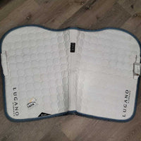 Quilt Jumper Saddle Pad, 2x piping *vgc, clean, pilly, mnr hair, stains, rubs, puckers, creased
