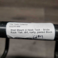 Stall Mount 4 Hook Tack - Bridle Rack *fair, dirt, rusty, peeled
