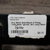 Hvy Metal Stall Mount 4 Prong Tack Hook *gc/fair, dirt, rusty
