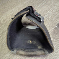 1 ONLY Leather Anatomical No Turn Bell Boot, velcro *gc/fair, clean, discolored, holey, rubs, rubs, scratches
