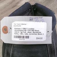 1 ONLY Leather Anatomical No Turn Bell Boot, velcro *gc/fair, clean, discolored, holey, rubs, rubs, scratches
