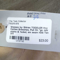 TODDLER Hvy Cotton Breeches, Pull On *gc, mnr stains & faded, sm seam hole
