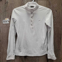LS Show Shirt, 1/3 Button up, Snap Collar *gc, dingy, puckers, crinkled collar, older

