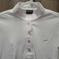 LS Show Shirt, 1/3 Button up, Snap Collar *gc, dingy, puckers, crinkled collar, older
