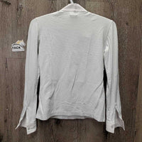 LS Show Shirt, 1/3 Button up, Snap Collar *gc, dingy, puckers, crinkled collar, older
