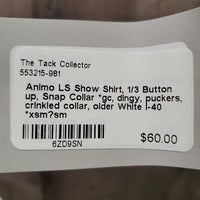 LS Show Shirt, 1/3 Button up, Snap Collar *gc, dingy, puckers, crinkled collar, older
