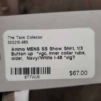 MENS SS Show Shirt, 1/3 Button up *vgc, inner collar rubs, older
