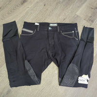 MENS Euro Seat Breeches *gc/fair, rubs, snags, peeled/dry stickies, undone seams, seam puckers, faded
