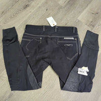 MENS Euro Seat Breeches *gc/fair, rubs, snags, peeled/dry stickies, undone seams, seam puckers, faded
