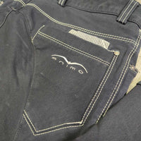 MENS Euro Seat Breeches *gc/fair, rubs, snags, peeled/dry stickies, undone seams, seam puckers, faded
