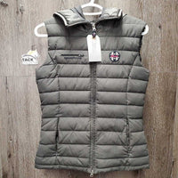Quilt Puffer Vest, hood, zipper *gc, dirty, stains
