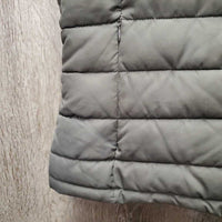 Quilt Puffer Vest, hood, zipper *gc, dirty, stains
