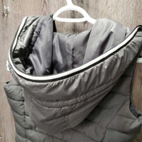 Quilt Puffer Vest, hood, zipper *gc, dirty, stains
