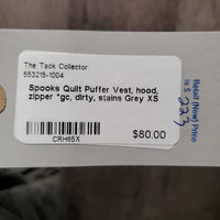Quilt Puffer Vest, hood, zipper *gc, dirty, stains

