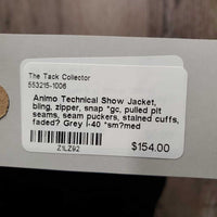 Technical Show Jacket, bling, zipper, snap *gc, pulled pit seams, seam puckers, stained cuffs, faded?
