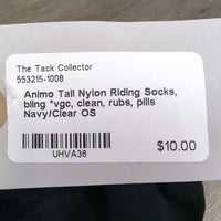 Tall Nylon Riding Socks, bling *vgc, clean, rubs, pills
