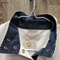 SS Show Sun Shirt, 1/3 Snap Up, snap collar, mesh pits *gc, mnr undone collar stitching, seam puckers & stains