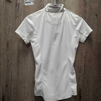 SS Show Sun Shirt, 1/3 Snap Up, snap collar, mesh pits *gc, mnr undone collar stitching, seam puckers & stains