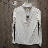 LS Sun Shirt, 1/3 Zip Up, mesh sleeves *gc, undone seam stitching, mnr pit stains
