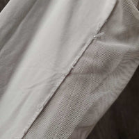 LS Sun Shirt, 1/3 Zip Up, mesh sleeves *gc, undone seam stitching, mnr pit stains
