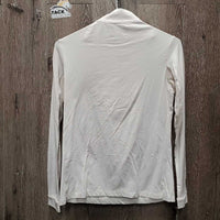 LS Sun Shirt, 1/3 Zip Up, mesh sleeves *gc, undone seam stitching, mnr pit stains