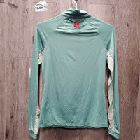 LS Sun Shirt, 1/4 Zip Up, mesh sleeves *vgc, v.puckered seams & pits

