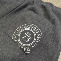 Hvy Fleece Sweat Pants *gc, clumpy inside, seat/legs rubs & pills, cracking logos

