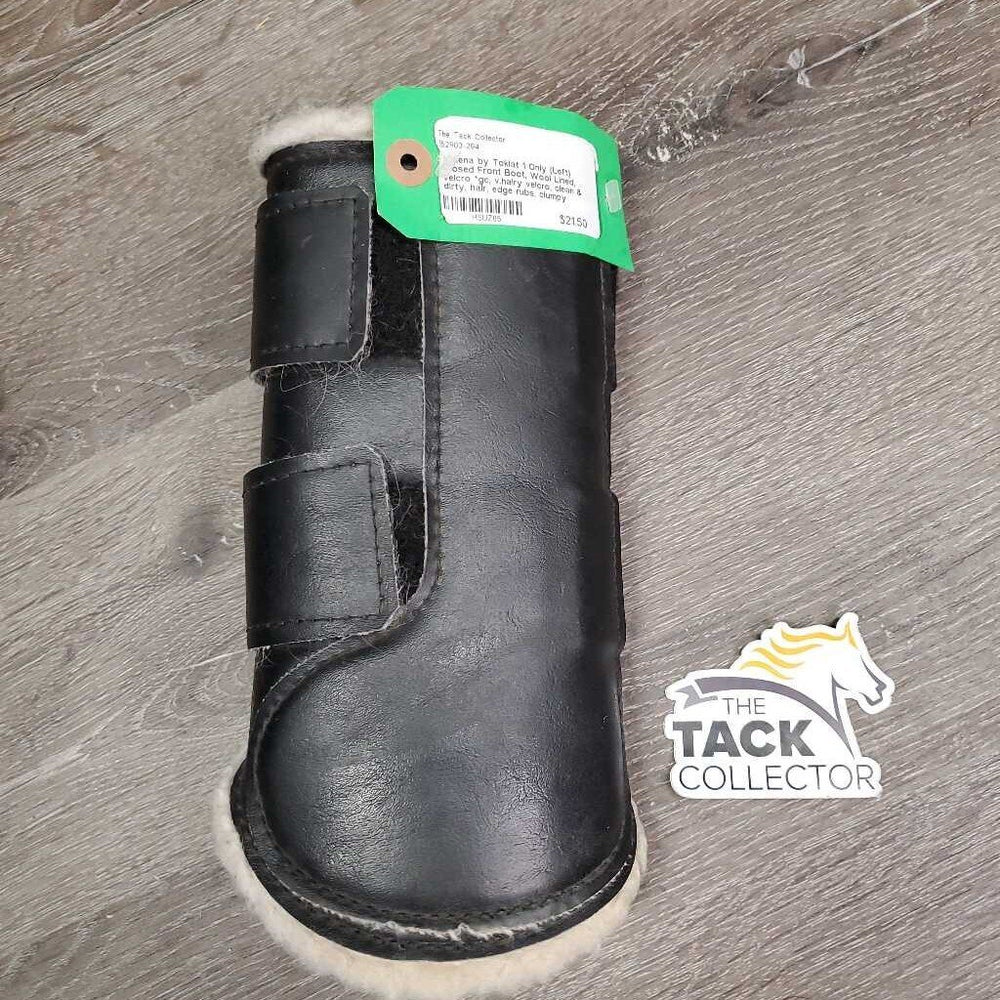 1 Only (Left) Closed Front Boot, Wool Lined, velcro *gc, v.hairy velcro, clean & dirty, hair, edge rubs, clumpy