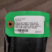 1 Only (Left) Closed Front Boot, Wool Lined, velcro *gc, v.hairy velcro, clean & dirty, hair, edge rubs, clumpy

