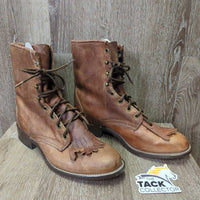 Short Western Roper Boots, laces, fringe *vgc, clean, mnr scuffs, stains & scratches, NO Insoles
