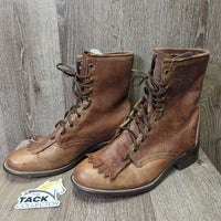 Short Western Roper Boots, laces, fringe *vgc, clean, mnr scuffs, stains & scratches, NO Insoles
