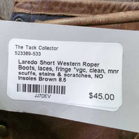 Short Western Roper Boots, laces, fringe *vgc, clean, mnr scuffs, stains & scratches, NO Insoles
